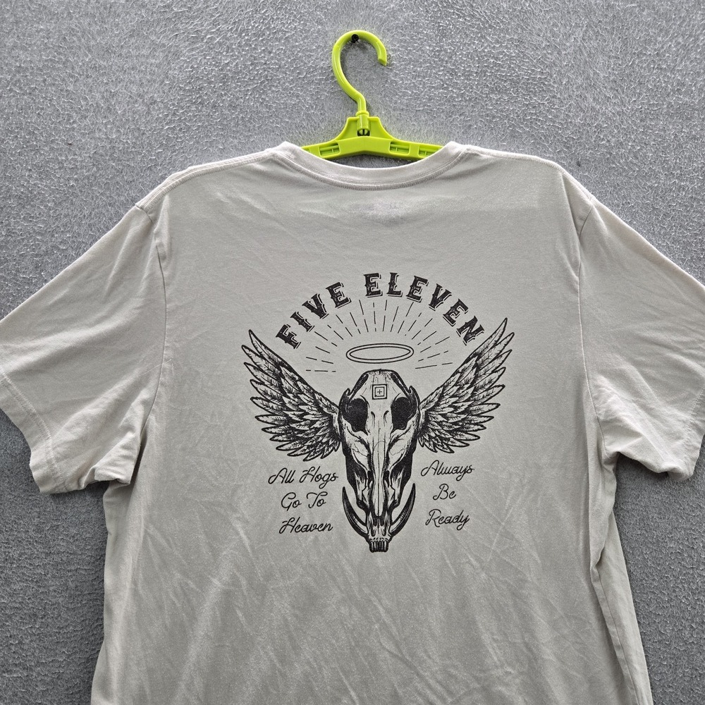 5.11 Men Shirt XL Beige Graphic Winged Skull Print‎ Short Sleeve Logo